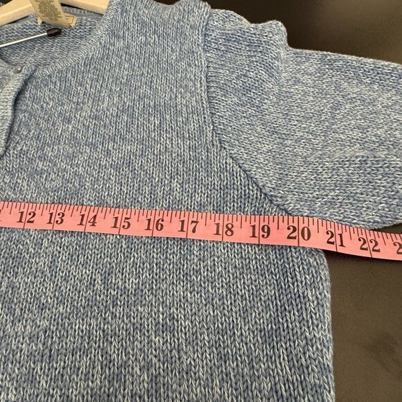 L.L. Bean Cotton Cardigan Sweater Blue Large Mother of Pearl Button EUC - Picture 6 of 9